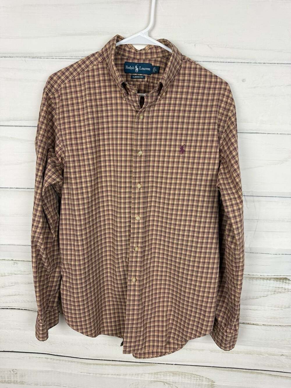 Ralph Lauren Classic Fit Plaid Button Down Shirt Size L - Picture 3 of 6